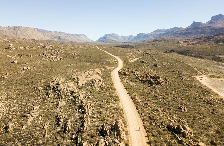Running on a sandy road in the Cederberg Mountains