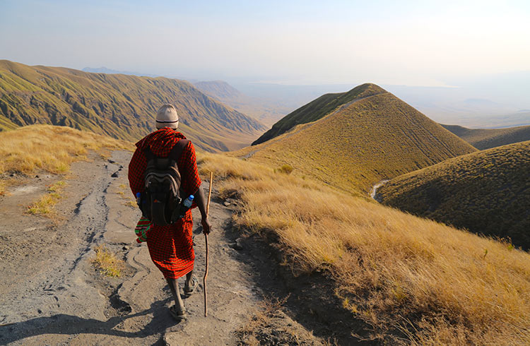 A Maasai guide on a hiking trail in Tanzania.