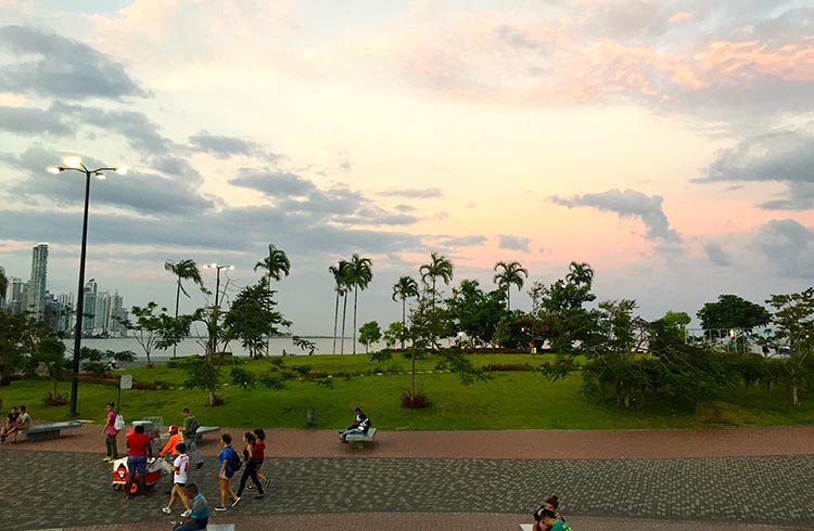 Cinta Costera at sunset, Panama City.