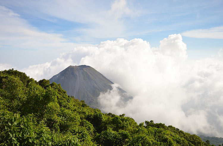 The peak of the active Izalco volcano in El Salvador