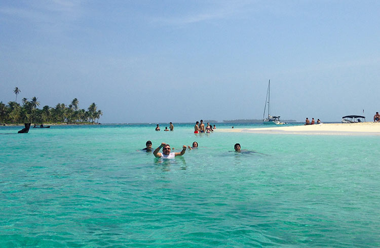 Frolicking in the clear water of the San Blas Islands.