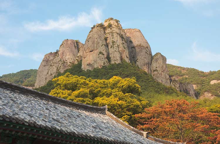 Rock formations in Juwangsan National Park, South Korea.
