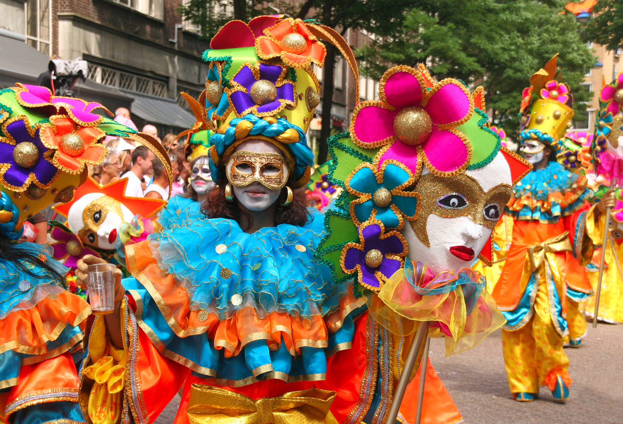 Costumed revelers at a Carnival parade in the Netherlands.