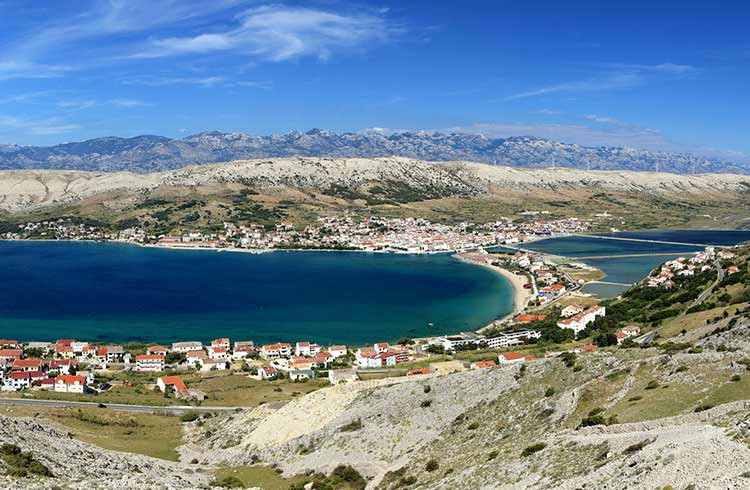 Pag Town on the island of Pag in Croatia.