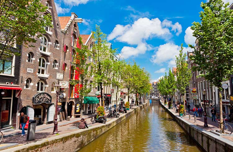 Amsterdam's Red Light District during the day.