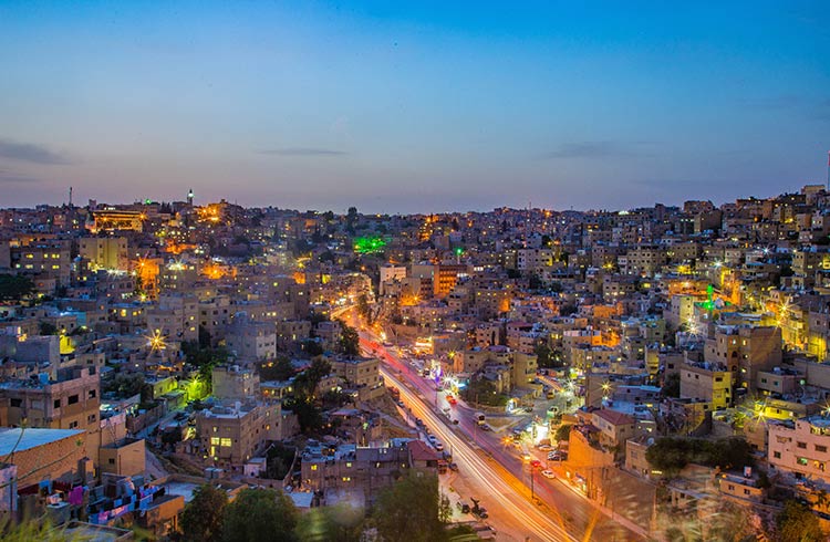 City lights of Amman, Jordan.