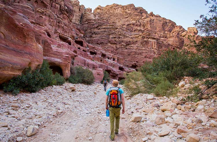 A hiker emerging from Wadi es Siyyagh, near Petra.