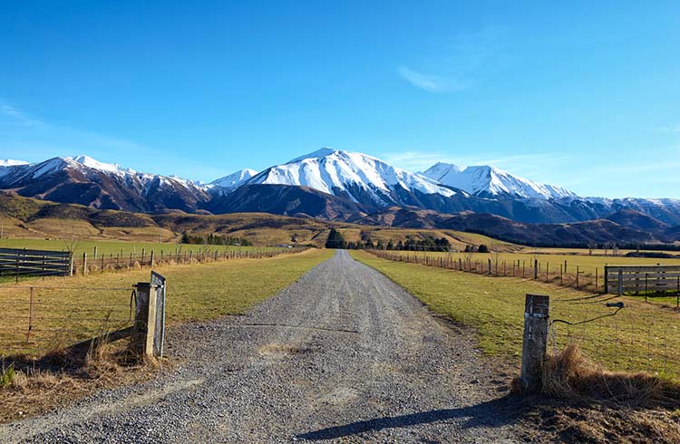 Canterbury Landscape and the Southern Alps In New Zealand