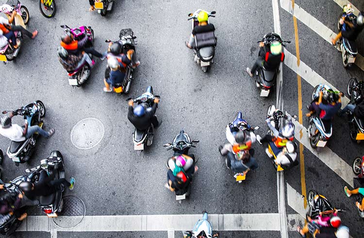 Busy motorbike traffic