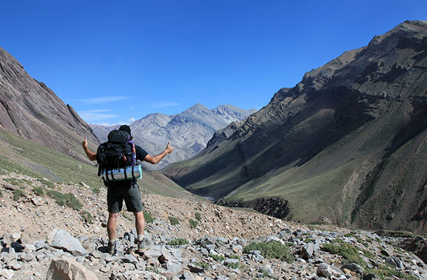 Hiker in Aconcagua Mountains
