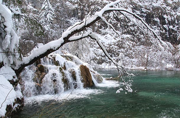 Alpine lake during winter in Croatia