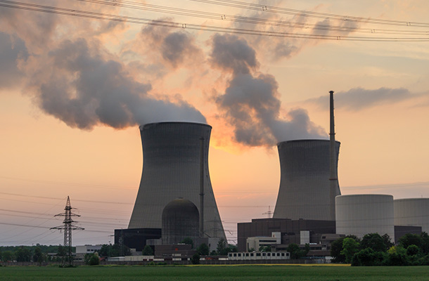 Fukushima plant at sunset