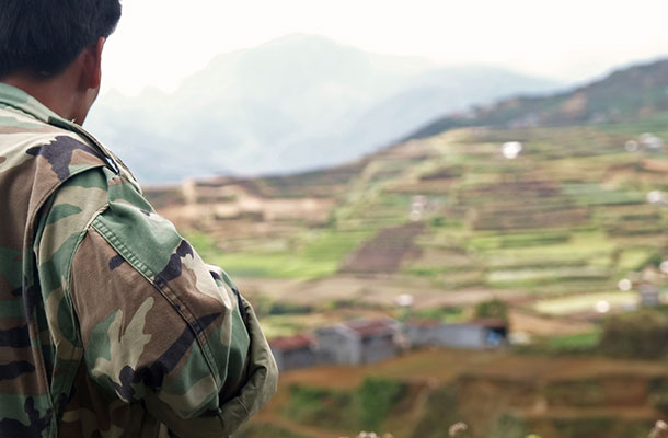 A soldier in camouflage in the Philippines