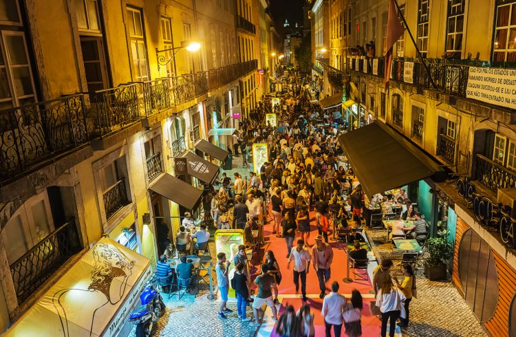 Crowded streets of Lisbon