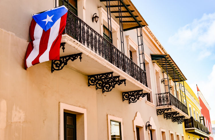 Colorful houses in Old San Juan, Puerto Rico.