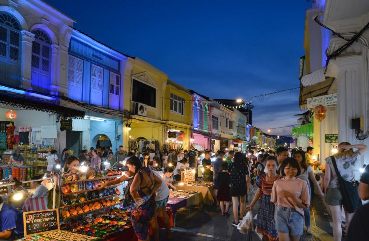 A busy night market in Thailand