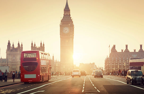 Westminster Bridge at sunset, London, UK