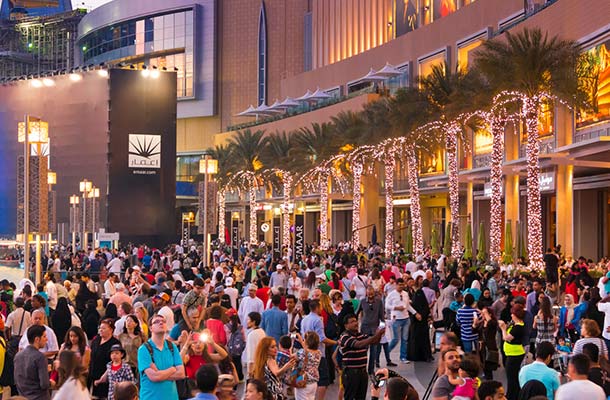 A busy shopping mall in Dubai