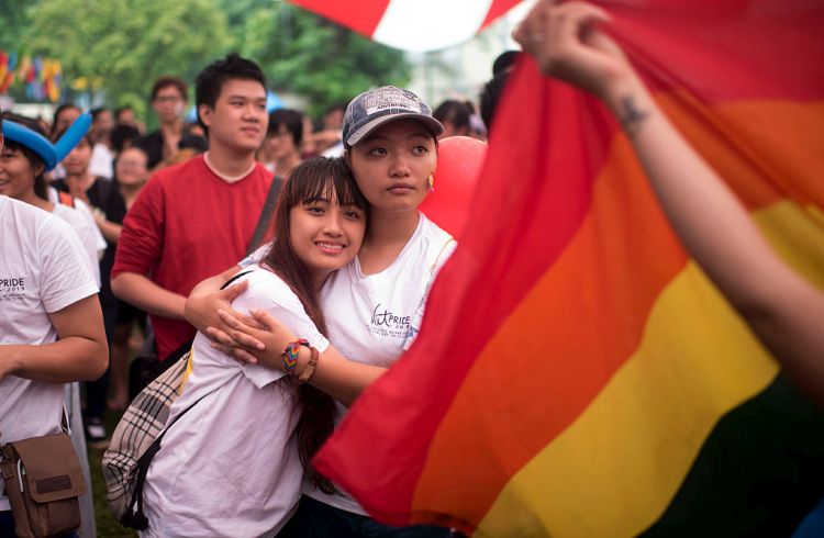 Revelers at Pride festival in Vietnam.