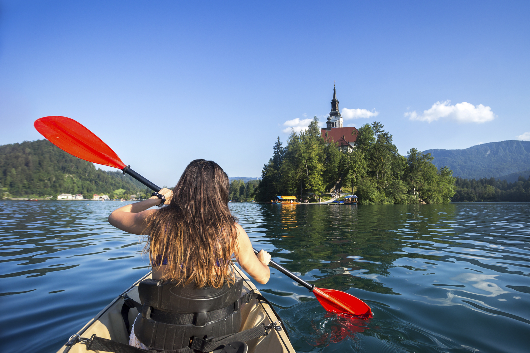 woman kayaking in Slovenia