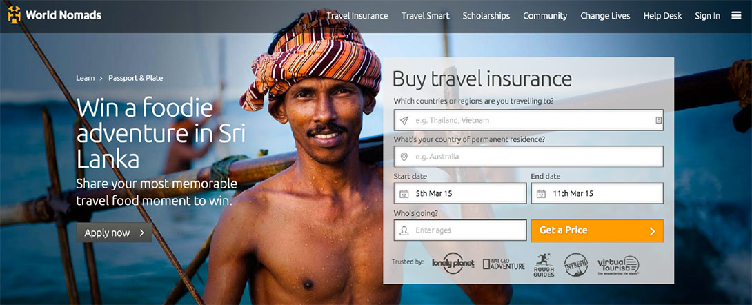 Example of photo use on the World Nomads site.