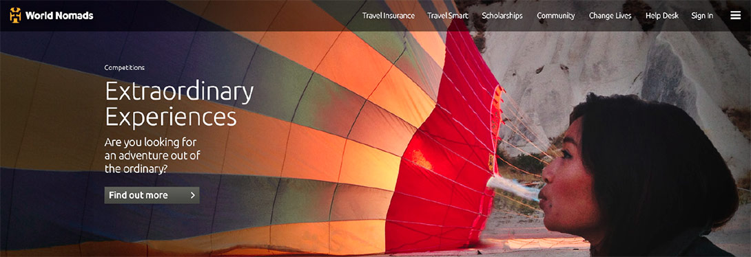 Example of photo use on the World Nomads site.