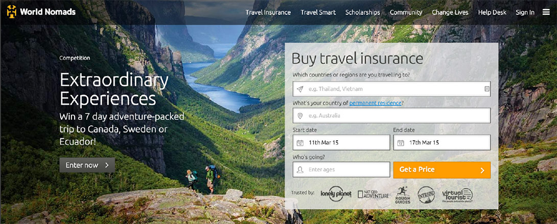 Example of photo use on the World Nomads site.