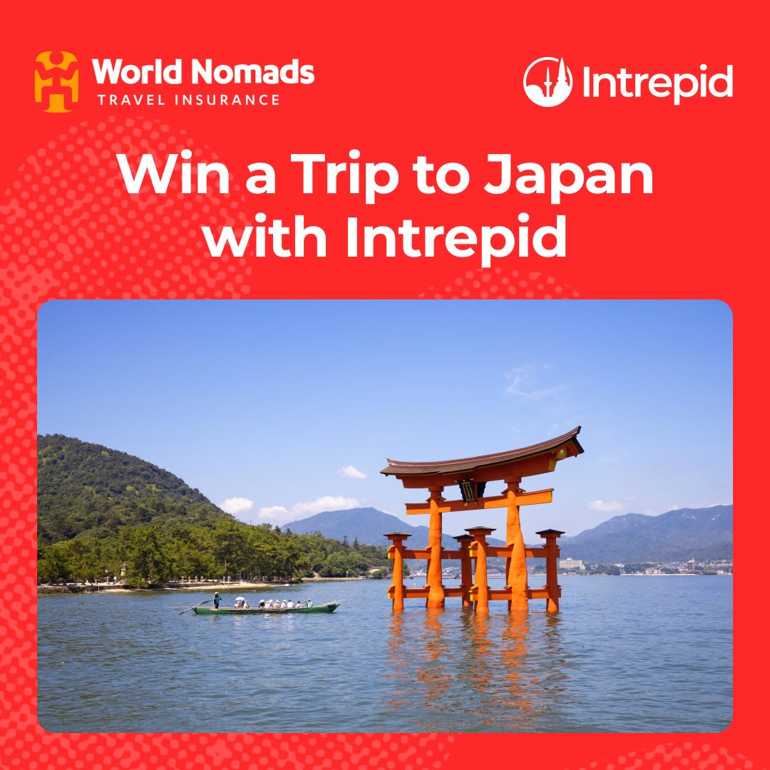 Promotional banner for the Intrepid and World Nomads Japan trip