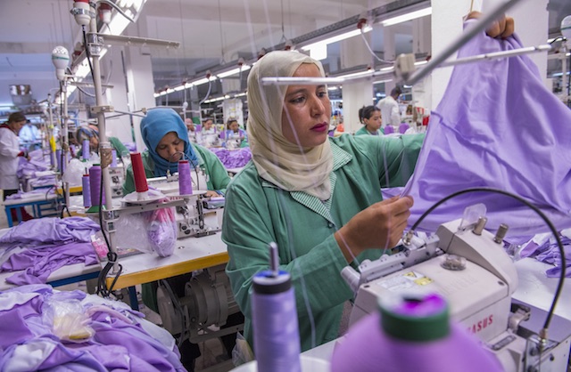 Women in garment sewing factory