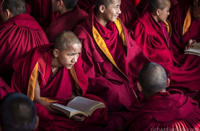 monks praying in Nepal