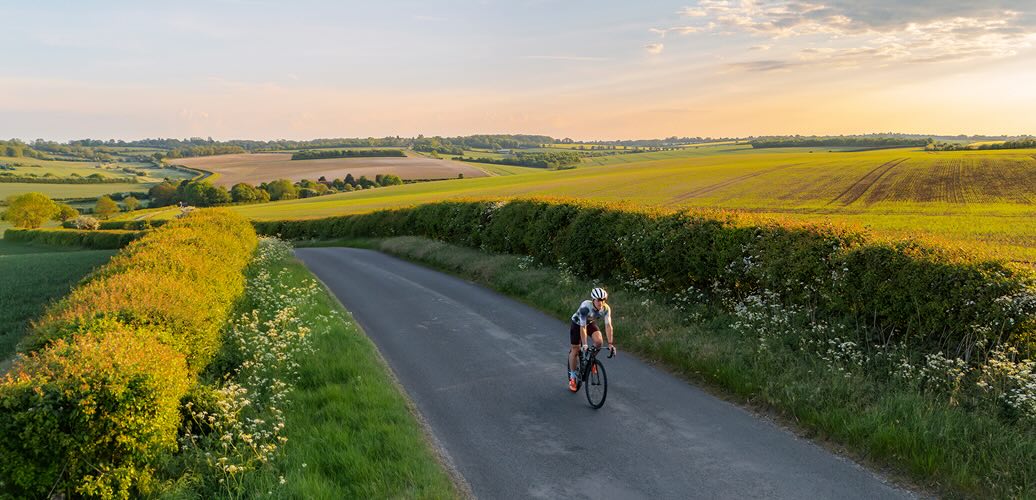 Cycling on a UK country road