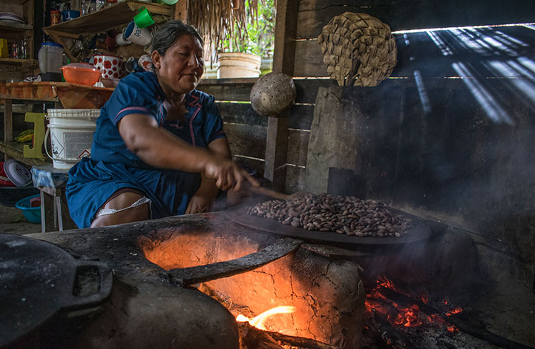 Cooking over an open fire at a homestay in Belize