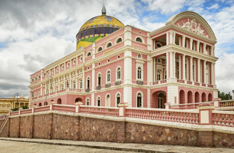 The Amazon Theatre, a beautiful historic building in Manaus, Brazil.