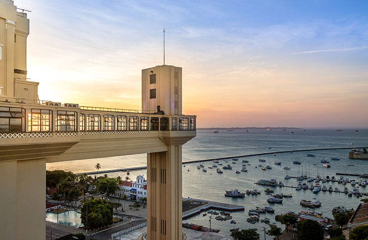 Sunset from Elevador Lacerda in Salvador, Brazil.