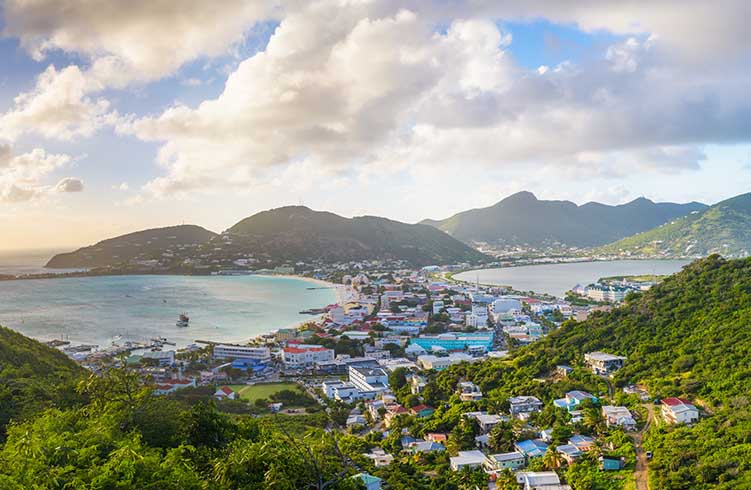 The island of St. Maarten in the Caribbean.