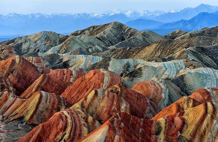 Rainbow colored mountains in China