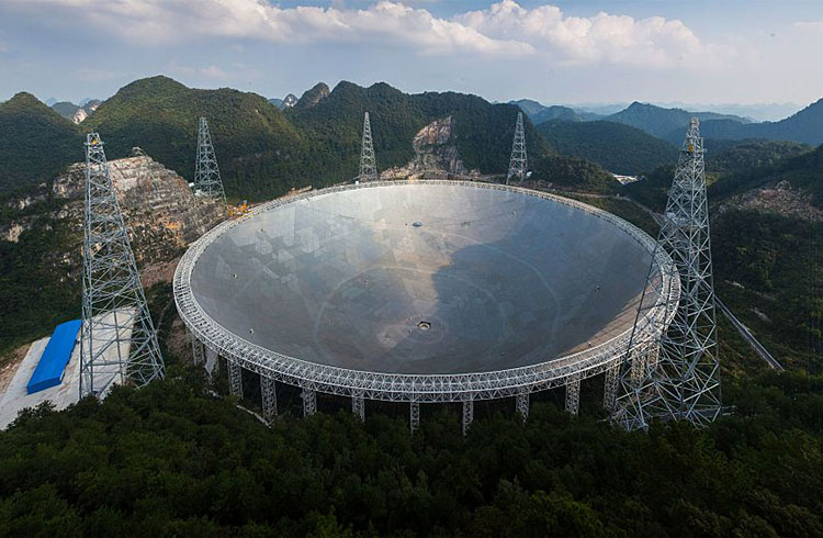A side view of the FAST telescope in China