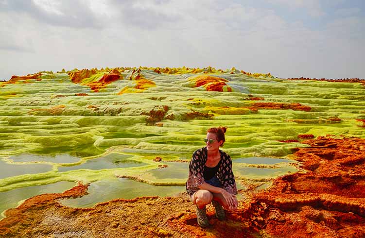 Colorful sulfur pools in Dallol, northern Ethiopia.