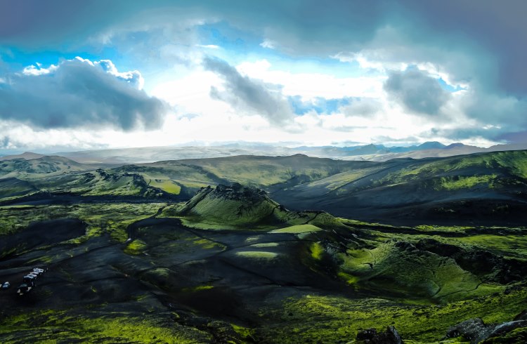 Lakagígar, a row of craters in the Icelandic Highlands.