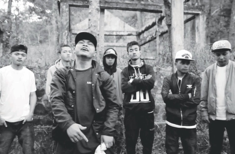 A group of rappers in Shillong, India.