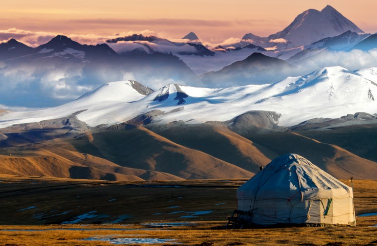 A yurt in the Almaty Mountains, Kazakhstan.