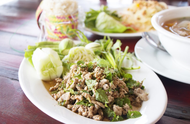 Larb, a Laotian salad made with minced pork.
