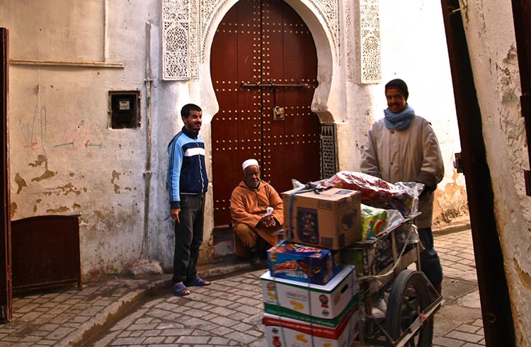 Narrow alleyways in Morocco.