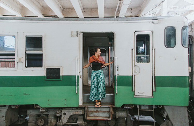 Riding the 3-4 hour circular train around Yangon