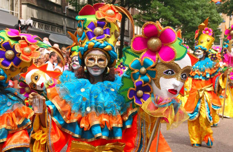 Costumed revelers at a Carnival parade in the Netherlands.