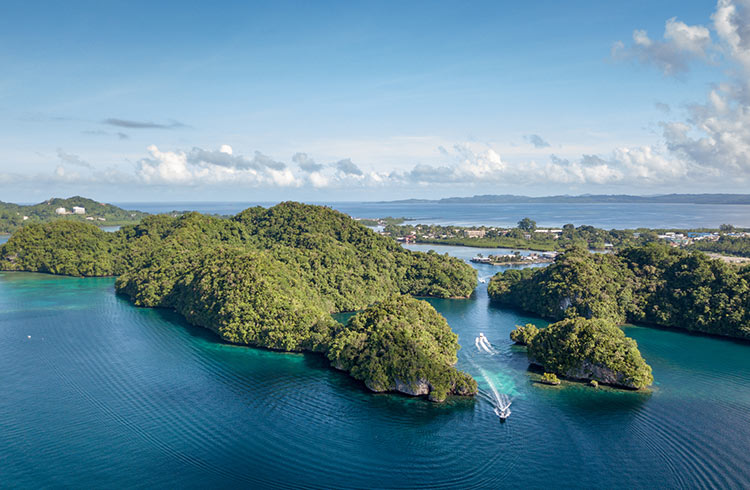 A view of the islands of Palau from above