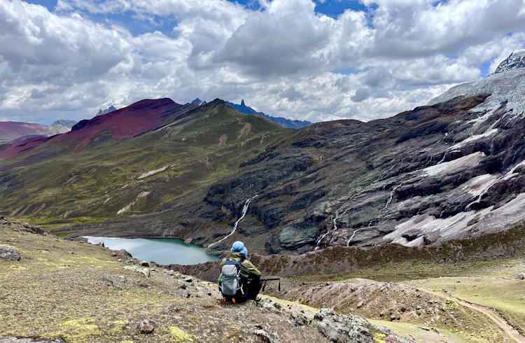 Dramatic hills and lakes along the Asangate trek in the Peruvian Andes..
