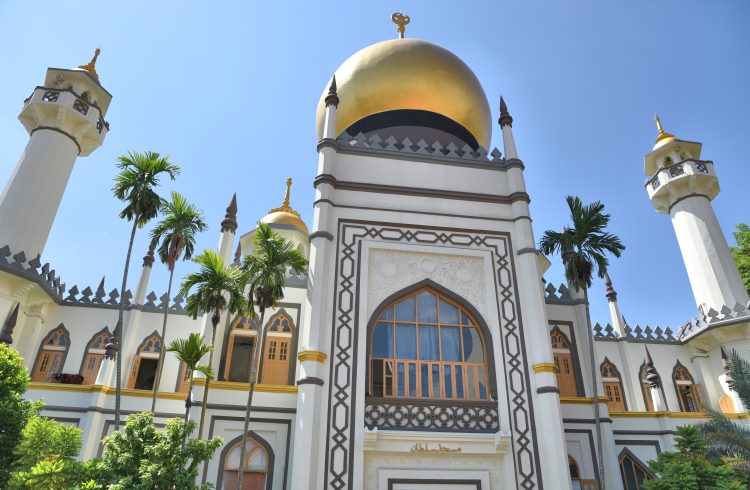 The exerior of Sultan Masjid mosque in Singapore.