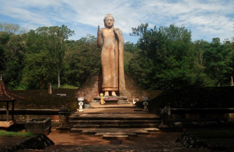 The huge 7th-century standing buddha at Maligawila, Sri Lanka.