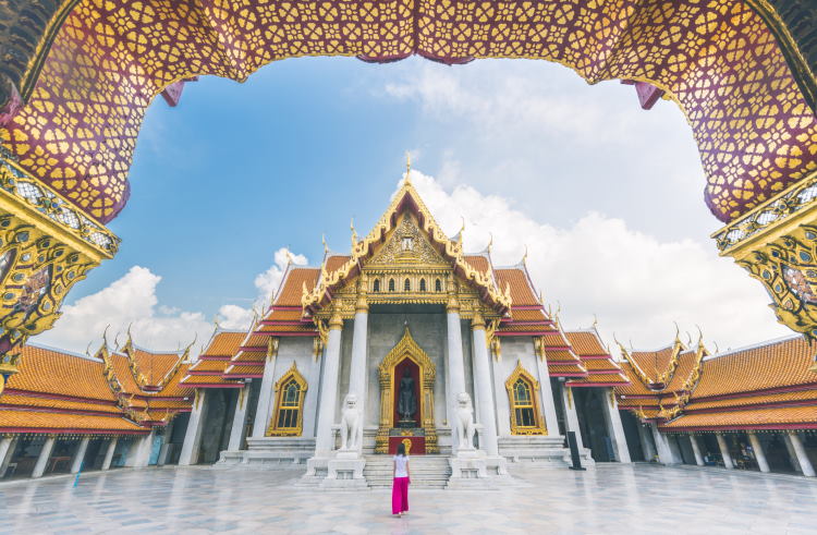 Wat Benchamabophit temple, aka the Marble Temple, in Bangkok.